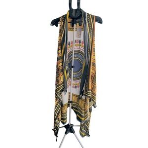 Uniti Casuals NWT Dashiki African Print Long Duster Vest Boho One Size Women's